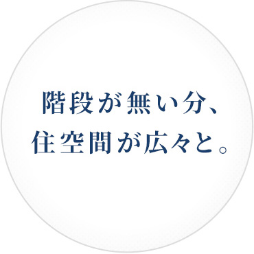 階段が無い分、住空間が広々と。